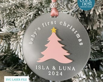 Baby's First Christmas Ornament SVG: Laser Cut File SVG, DXF (Digital Download)