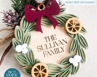 Weihnachten SVG Kranz Familie Ornament SVG: Laser Cut Datei (Digitaler Download)