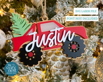 Monster Truck Christmas Ornament: Laser Cut File SVG, DXF (Digital Download)