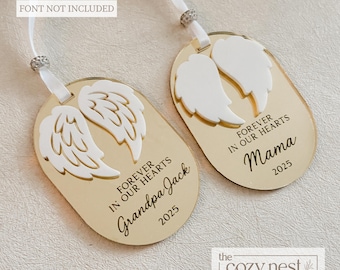 Memorial Ornament Angel Wings SVG | Personalized Remembrance Laser Cut File SVG, DXF (Digital Download)