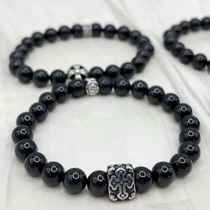 Dainty Grade A Burmese Icy Black Jadeite Beaded Bracelet,Grade A Burma Icy Black Wuji Jade, Icy Wuji Jade,gift for him,Christmas gift