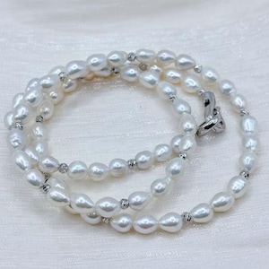5.5mm Mens Pearl Necklace, Real Freshwater Pearl Necklace Men, White Round Pearls, Chunky Pearl Necklace, Gift for Him, Gift for Men