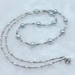 New! Genuine Akoya blue grey Pearl necklace,Saltwater pearl necklace,higher quality,gift for Her,Christmas gift,wedding gift,Birthday gift