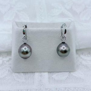 Enorme grote 11,7 x 13,1 mm Tahitiaanse pareloorbel, druppel, sterlingzilver, 18 kt witgoud, kerstcadeau, Tahitiaanse hanger