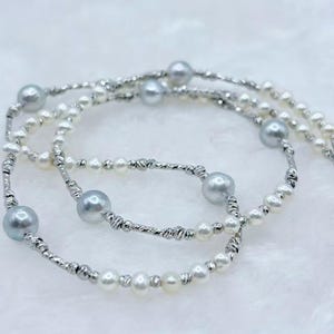 NEW! Genuine Akoya blue grey Aurora Pearl necklace,Saltwater pearl necklace,Gift for Lover,Christmas gift,wedding gift,Birthday gift, 64cm