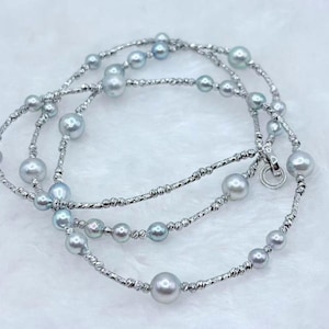 New! Genuine Akoya blue grey Pearl necklace,Saltwater pearl necklace,higher quality,gift for Her,Christmas gift,wedding gift,Birthday gift