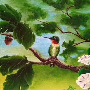 Ruby throated hummingbird limited edition print acrylic art for hummingbird and bird lovers home decor gift for her