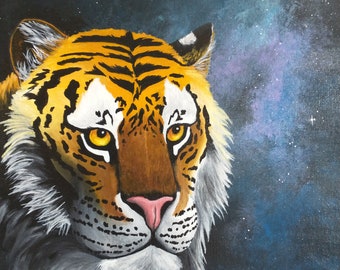 Tiger limited edition print wildlife acrylic art big cat starry picture nature wildlife lovers gift for big cat tiger lovers birthday gift