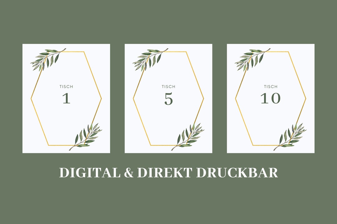 Digitale Tischnummern zum Ausdrucken Hochzeits-Tischnummern - Etsy.de
