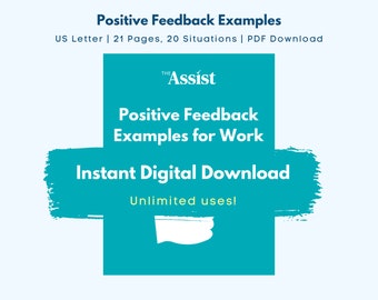 Ejemplos de comentarios positivos para el trabajo/compromiso de los empleados, moral de los empleados, positividad en el lugar de trabajo/Descarga instantánea de PDF imprimible