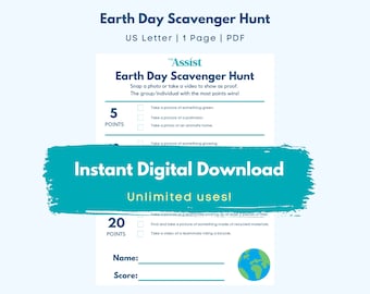 Búsqueda del tesoro del Día de la Tierra / Búsqueda del tesoro en la naturaleza / Día de la Tierra 22 de abril de 2022 / Actividad de descarga instantánea imprimible en PDF