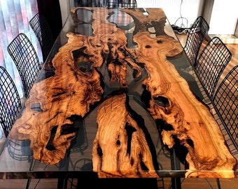 Epoxy Table, Customized Live Edge Epoxy Resin Dining Table, Custom Resin River Table, Living Room Table, Kitchen Table