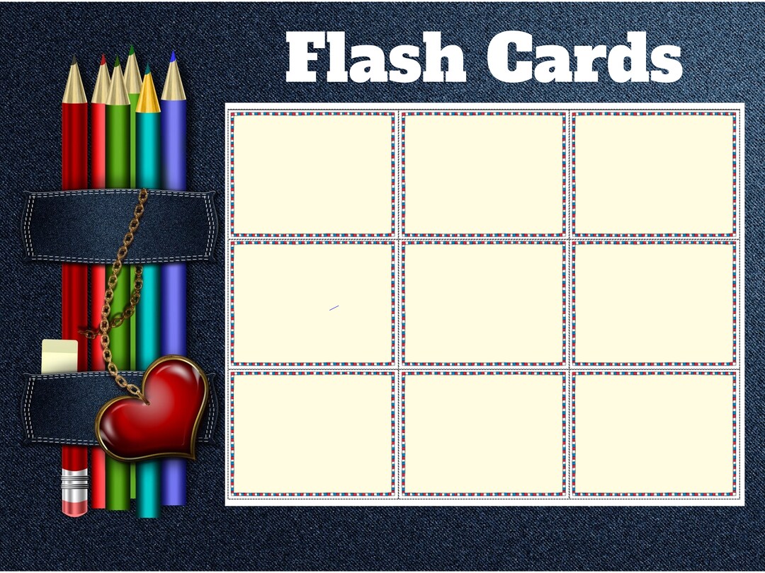 Editable Flash Cards Customizable and Printable PDF Format Etsy