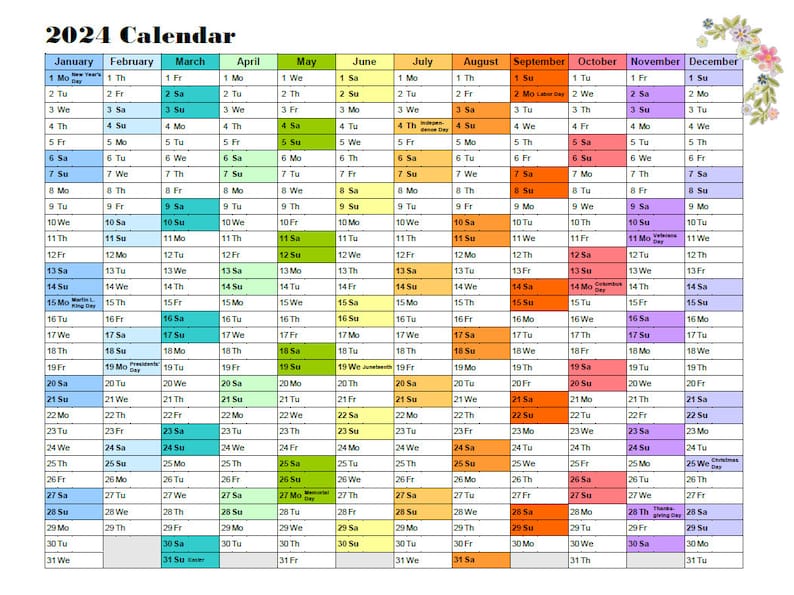 Editable Calendars 2024 Customizable, Printable Microsoft Word .docx