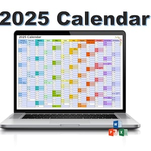2025 Editable Calendars - Customizable, Printable - Microsoft Word (.docx) and Excel (.xlsx), and PDF Files - Instant Digital Download
