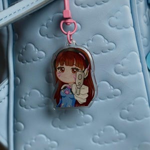 D.Va Overwatch-sleutelhanger: glitter epoxy acryl bedel