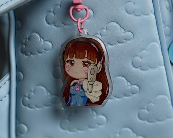 D.Va Overwatch Keychain: Glitter Epoxy Acrylic Charm