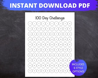 100 Day Challenge Chart | 100 Day Challenge Tracker