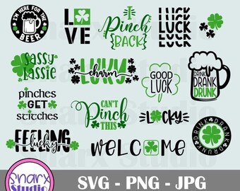 Dia de São Patrício SVG PNG JPG, pacote de arquivos cortados, arquivos cortados para cricut, Dia de São Patrício, 15 designs de arquivos cortados