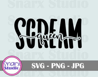 Scream Queen SVG, cadela assustadora, viciado em crime, adesivo de crime verdadeiro, filmes de terror, filmes de terror, arquivo de corte digital, JPG, PNG