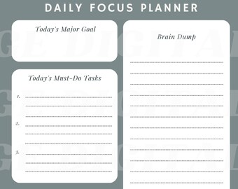 Druckbarer Brain Dump Daily Focus Planner, ADHS Fokus Planner, ADHS Tagesplaner, ADHS To-Do Liste