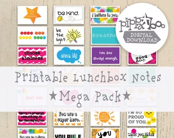 32 Lunchbox Notes for Kids, Mega Pack | Instant Download | School Notes | DIGITAL DOWNLOAD | Test Encouragement Notes |  Kid Affirmations