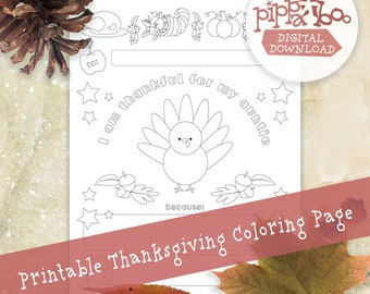 Thankful for my auntie | Printable Thanksgiving Cards | Turkey | Easy DIY | Instant Download| Pumpkin | Stars | Hearts