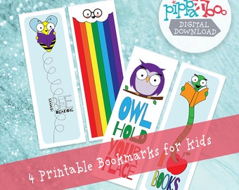 4 Printable Animal Bookmarks for Kids | DIGITAL DOWNLOAD | Instant Downloads | Coloring Book | Color | DIY