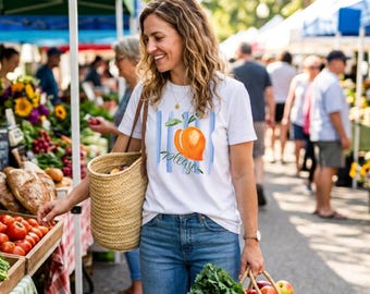 Peach Please Tee | Watercolor T-Shirt | Fruit Graphic Tee | Vintage Garment Dyed Heavyweight | Savannah Atlanta Georgia Bachelorette Gift