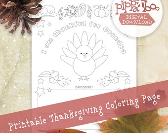Thankful for Grandpa | Printable Thanksgiving Cards | Turkey | Easy DIY | Instant Download| Pumpkin | Stars | Hearts