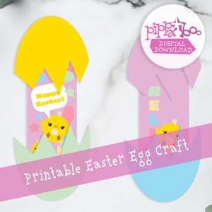 Divertido Peek-A-Boo Chick in Egg Happy Easter Craft / Pre-k / Escuela Primaria / Inicio / Simple / Versión de libro para colorear incluida / Imprimible