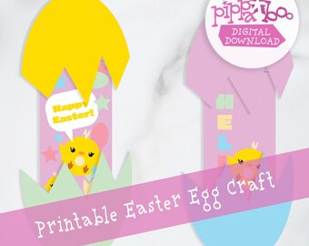 Fun Peek-A-Boo Chick in Egg Happy Easter Craft | Pre-k| Elementary School | Home | Simple | Coloring Book Version Included | Printable