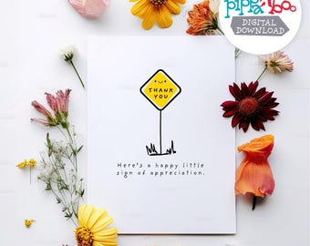 Minimalist Teacher Appreciation Card - A Happy Little Sign of Thanks - Sarcastic Sweet Greeting Card - 4x6 Printable Download Instant