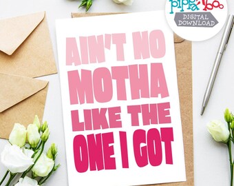 Biglietto per la Festa della Mamma da scaricare immediatamente / Non c'è mamma come quella che ho io / Stampa con tipografia rosa / Divertente biglietto dell'ultimo minuto per la mamma