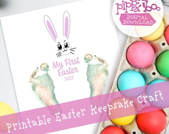 My First Easter Bunny 2022 Footprint Keepsake Craft for Baby | Easter | Printable | Letter Sized Paper | Easy DIY Gift | Digital Download