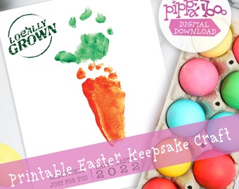 Easter Carrot Hand Footprint Keepsake Craft for Baby & Kids | Printable | Letter Sized Paper | Easy DIY Gift | Digital Download