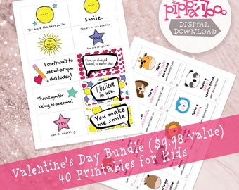 40 Card Valentine's Day Value Bundle / Libro da colorare e colore / Download istantaneo / Scuola elementare / PreK / Risorsa genitore