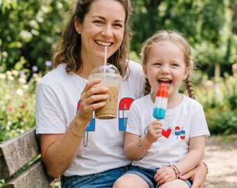 Peace Love Popsicles peutershirt | Patriottisch kinder-T-shirt | Rood-wit-blauw peuter-T-shirt | Leuke zomer T-shirt met print Unisex jongens meisjes