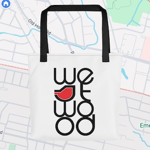 WESTWOOD NJ Logo Tote Bag | Cardinal Canvas-Style Shoulder Bag | Trendy Eco-Friendly Shopping Bag