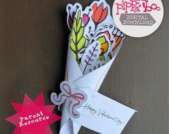 DIY Paper Flower Bouquet Craft Kit | Coloring Page (Instant Download)