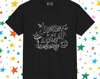 Il consenso è il mio linguaggio dell'amore Giovani / Insegnare il rispetto fin da piccoli Maglietta grafica / Nero Grigio Viola Verde Unisex Bambini / Maglietta in cotone tinta in capo