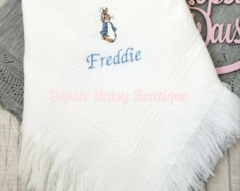 Personalised Peter Rabbit Baby Shawl Blanket