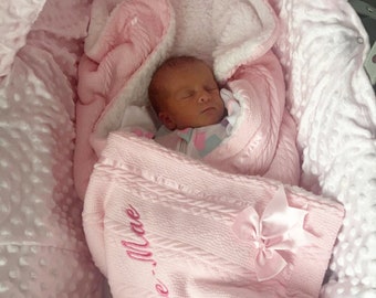 Personalised Baby Shawl Blanket Cosy Sherpa Blanket x 6 Colours