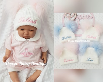 Personalised Baby Pom Pom Hat Size Newborn