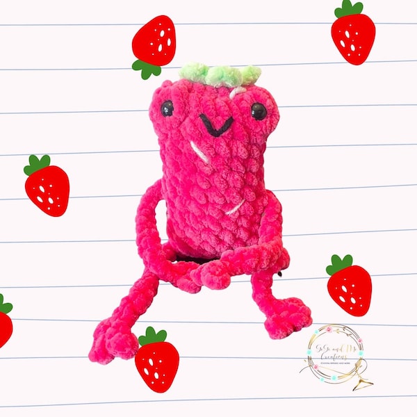 SHIPS QUICKLY | Strawberry Leggy Frog | Crocheted Plushie