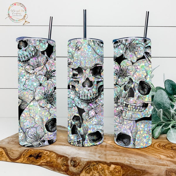 Skull | Flower | Sparkle | 20 oz Skinny Tumbler