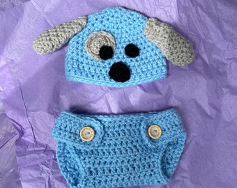 Puppy Crochet Outfit for babies/ Puppy crochet hat and diaper cover