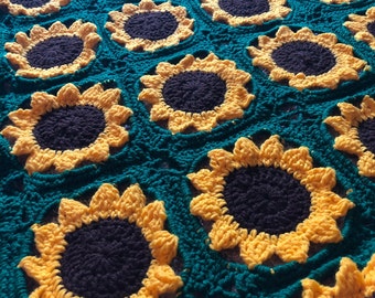 Sunflower Blanket / Crochet Blanket/ Granny Square