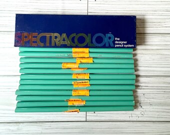 Vintage Spectracolor Colored Pencil 12 Qty Faber Castell Art Supplies Lt Green - Artist - Designer