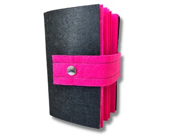Handcrafted Enamel Pin Book, Eco-fi Felt, Pink Pages
